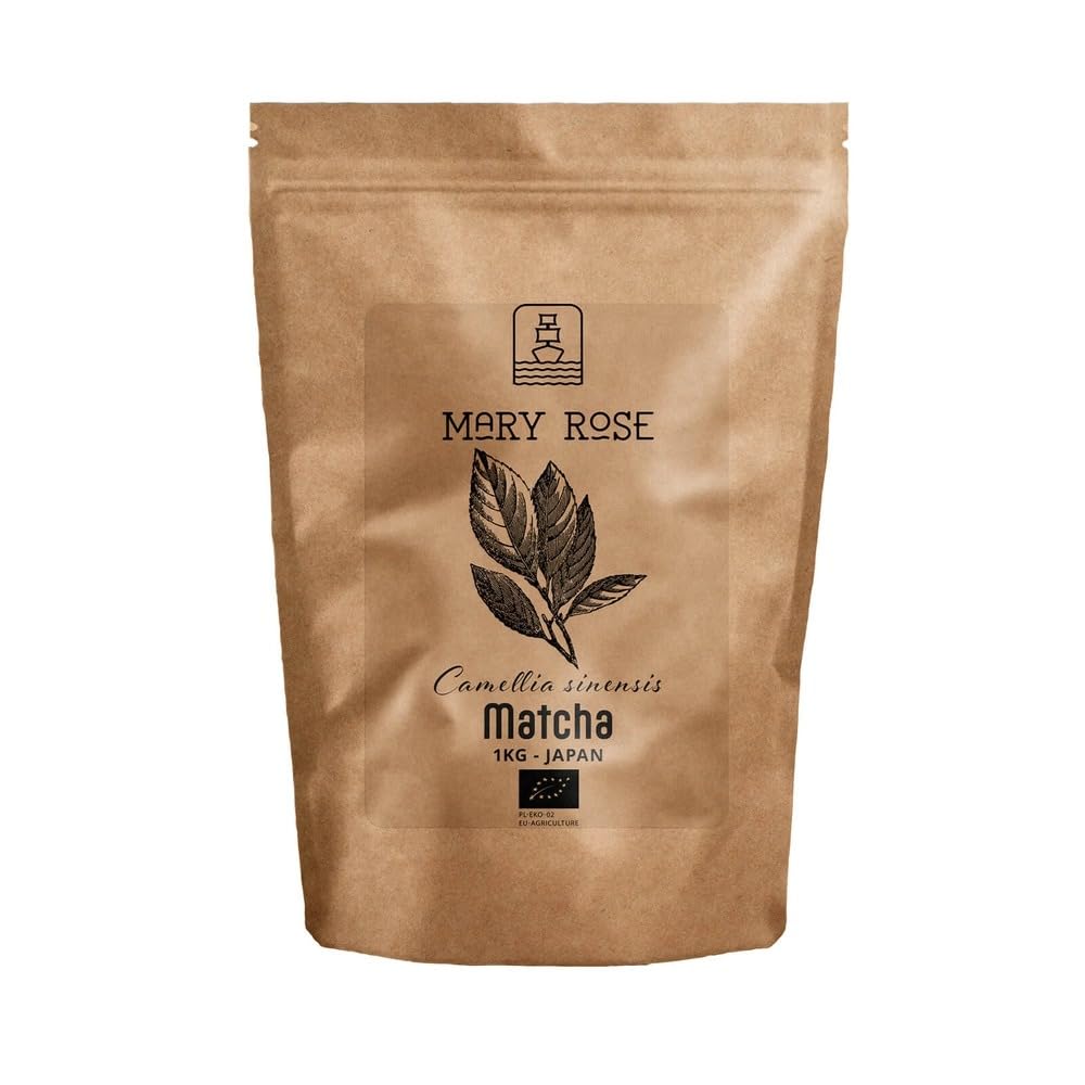 Mary Rose Matcha Tee Bio Pulver 1kg - Japanischer Grüner Tee aus Kagoshima - Ohne Zusätze - Intensives Umami Aroma - Natürlicher Wachmacher - Ideal für Latte - Reich an Antioxidantien - Großpackung
