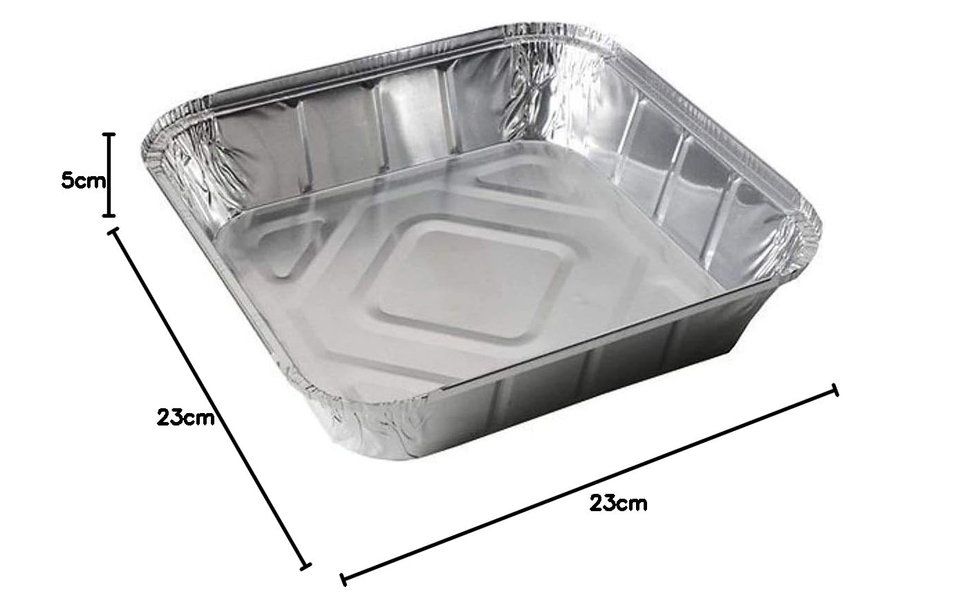 Recipiente Bandeja para Alimentos de Aluminio Grande 22cmx22cmx5ccm con Tapa 50u