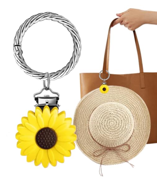 Sunflower Hat Clip for Travel on Bag, Hat Holder Travel Accessories for Women Hat Clip for Hanging Sun Hats,Sunglasses,Car Keys-Gifts for Daughters Mom Wife Girlfriend