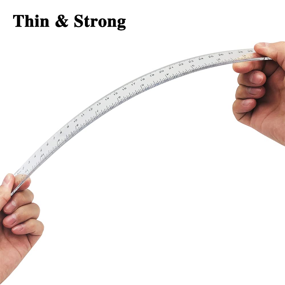 Set 4 Righelli In Acciaio Inox - 15cm, 20cm, 30cm, 40cm Per Disegno Tecnico E Ufficio - Foto 4