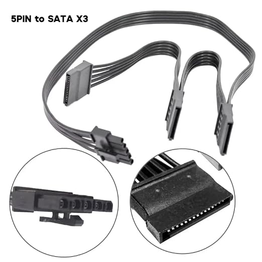 Adaptador de Alimentación 5 Pin a 3x SATA 15 Pin 50cm para Cooler Master miniatura 2