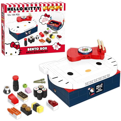 Brickcraft Officially Licensed Sanrio Hello Kitty Bento Box Building Set 191-Piece Multicolored Brick Kit with Detailed Character Face and Mini Sushi Builds Adorable for Fans Seasonal