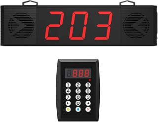 Wireless Queue Calling System with Voice Broadcast Three-Digit Screen, Remote Control Keyboard Waiting Number System for Restaurant, Cafe, Hospital, Bank, Home, Bar (Plug in to Use)
