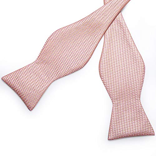 Image of DiBanGu Silk Woven Bowtie Mens Self Bow Tie Set with Lapel Pin