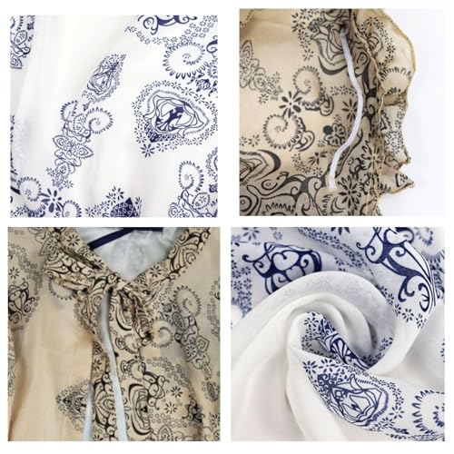 Xunger Women's Bowknot Crinkled Sunproof Shawl Prints Long Sleeve Lightweight Scarf Breathable Cover Up for Outdoor Travel4