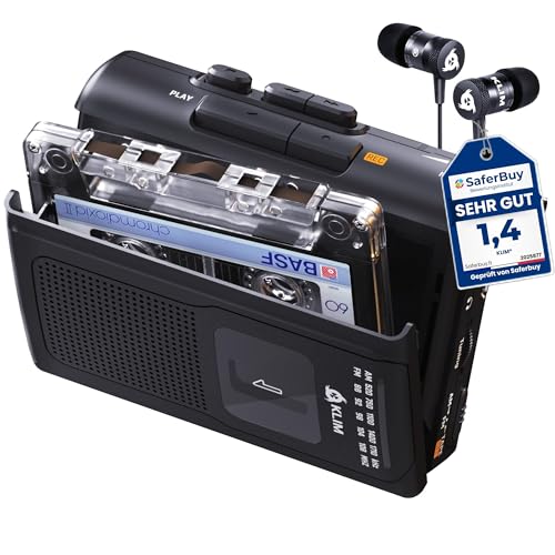 KLIM K8 Cassette Tape Player Portable + Cassette Recorder + NEW + AM/FM Walkman Cassette Player + Built-in Microphone & Speaker + Headphone Jack & Earphones