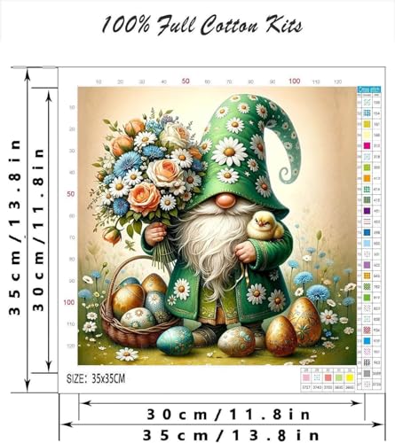 Image of Gnome Stamped Cross Stitch Kits for Adults - Embroidery Kits for Beginners Adults,11 CT Patterns Dimensions Counted Cross Stitch Kits for Adults Arts Craft 14x14 inch