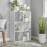 Book Shelf with 6-Cube, Modular Organizer Shelf with Open Compartments, Decorative Cube Display Bookshelf for Bedroom, Closet, or Home Office Storage and Organization