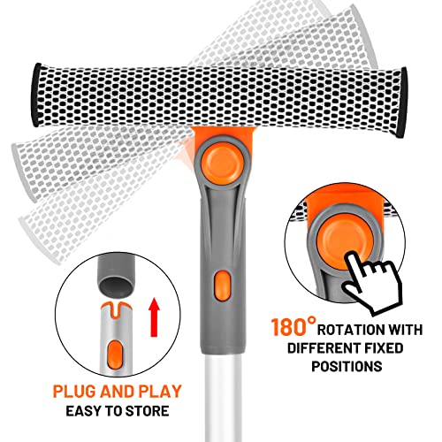Eazer Professional Window Squeegee, 2-In-1 Window Cleaner Tool, Window Washing Kit With Extension Pole(20''-30''), Multi-Use Squeegee For Window Cleaning With Multiple Angles. #TOP1