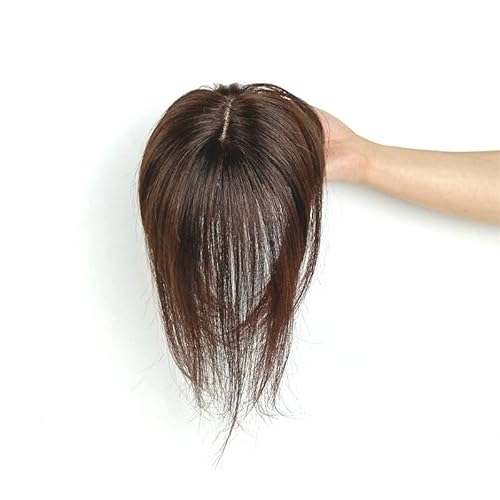 Eugenia Human Hair Toppers For Women Real Remy Hair 150% Density 8X12Cm Silk Base With Bangs Clip In Hair Pieces Straight Hairpiece For Thinning Hair 8 Inch #TOP6