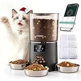 Automatic Cat Feeder for 3 Cats, 6L/25 Cup Cat Food Dispenser with Strong Anti-Jam System, Dual-Effect Desiccant, Smart WiFi App Control Pet Feeder, Automatic Dog Feeder for Cats and Small Dog