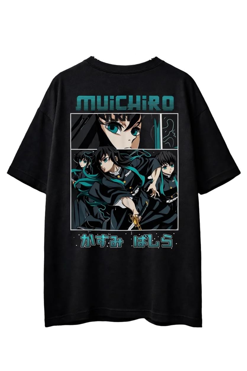 Oversized T-Shirt for Men | Anime Oversized T-Shirt | Round Neck 240 GSM Anime Black Tee | Perfect for Everyday Use - Black Tee-picture-31