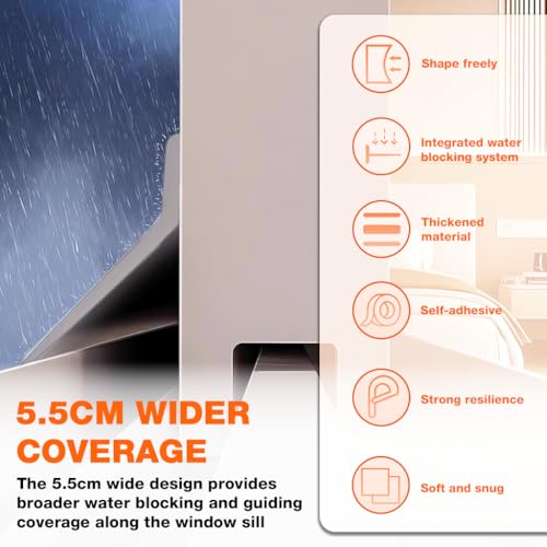Image of HASTHIP 1M /39 Window Water Stopper-Silicone Door Gap Filler SelfAdhesive | Window Sill Rain Protector for Home Door Gap Filler Rubber Over Door And Window Drip Cap Rain Deflector, Edge Seal Strip