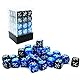 36pcs 12mm Positive and Negative Dice Counters Marble Blue+Gemini Blue&Black Set, Small Token Dice Loyalty Dice Compatible with MTG, CCG, Card Games