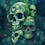 Skull Green Background - Green