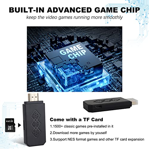 Joasinc Wireless Mini Retro Game Console Built-In 1500 Classic Video Games Hdmi Output With 2 Wireless Controllers, Game Stick Handheld Game Console #TOP3