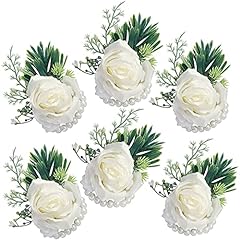 6pcs White Wrist Corsages