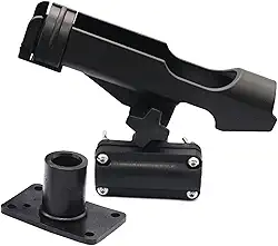 Baoblaze Suporte para vara de pescar em barco inflável, suporte para vara de pescar em caiaque, fácil de instalar, giratório para corrimão de barco