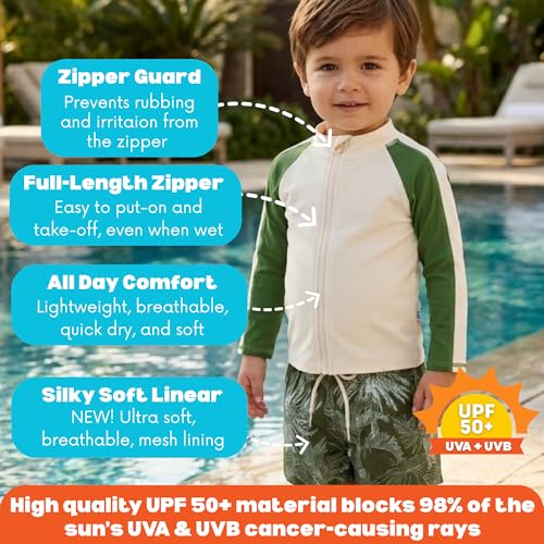 Image of SwimZip Boys' Long Sleeve Rash Guard & Swim Shorts Set - UPF 50+ Sun Protection