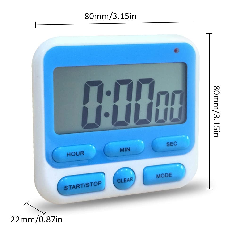 Temporizador de Cocina Digital de Pantalla Grande, Temporizador Digital Cuadrado, Cuenta atrás, Despertador, cronómetro para Dormir (Negro)