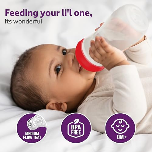Image of LuvLap Anti-Colic Wide Neck Natura Flo Baby Plastic Feeding Bottle, 150Ml, New Born /Infants /Toddler Upto 3 Years, BPA Free