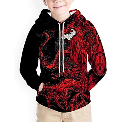 LYHVBDF Boys Long Sleeve Jumper Outdoor Venom Hoodies Cool Spiderman Printed Hooded Sweater Superheroes Fans Pullover Sweatshirt Coat Fashion Hoody Costume,Black-Kid~140cm Cover