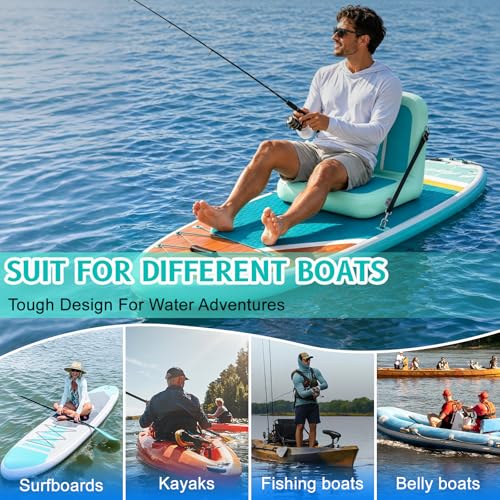 Asiento Inflable para Kayak con Respaldo y Bolsa de Almacenamiento de Malla, Cojín Ajustable para Tabla de Paddle para Adultos, Asiento Portátil para SUP, Balsa, Canoa, Bote de Pesca miniatura 7