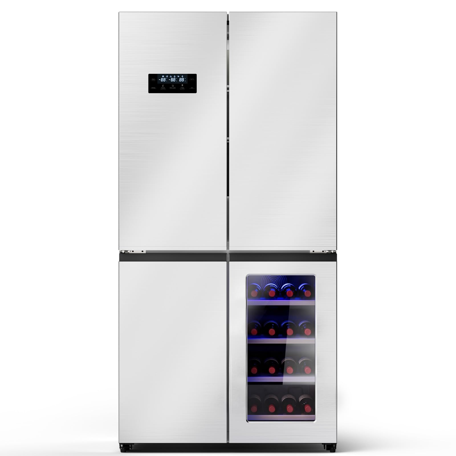 COWSAR 36-Inch and 21 Cu. Ft. Counter Depth French Door Refrigerator with Wine Cabinet and 4 Doors Kitchen Deep Freezer in Stainless-Steel | Fridge.com
