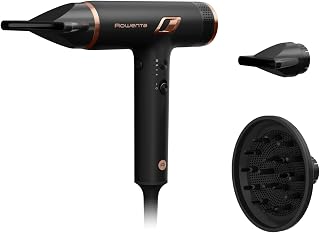 Rowenta Nano Asciugacapelli Brushless Compatto ad Alta Velocità, Boost di Ioni Antistatici e Sensore di Temperatura per Capelli Setosi e Luminosi, 3 Impostazioni di Velocità/Temperatura, HY8310