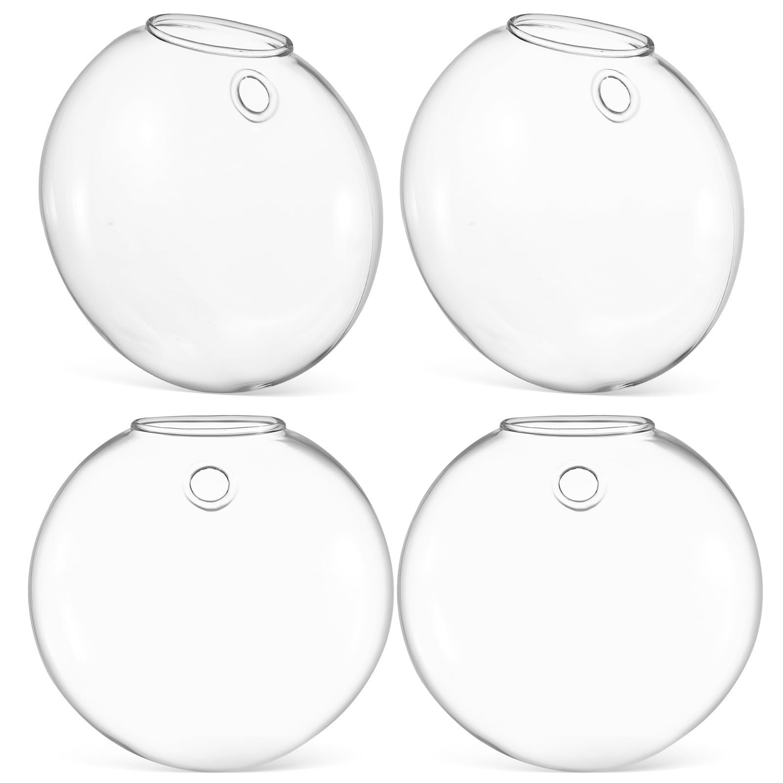 Jarrones colgantes de vidrio transparentes SHINEOFI, pack de 4 floreros modernos de pared