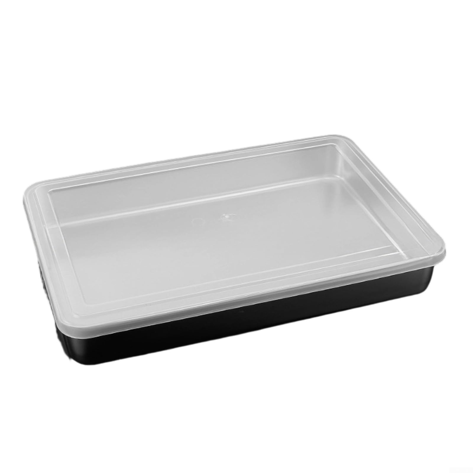 Molde para tartas de acero inoxidable con tapas transparentes, bandeja rectangular para hornear lasaña, brownies, 33 cm/44 cm, plateado, apto para lavavajillas (44 x 29 x 6.5)