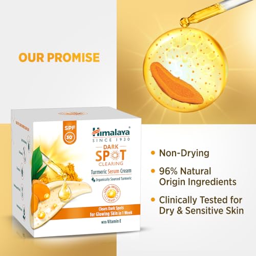 Image of Himalaya Turmeric Serum Cream | Niacinamide + Glycolic Acid + Vitamin E | Clears dark spots for glowing skin in 1 week | 50gm