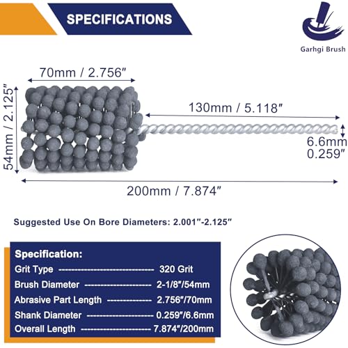 Image of Garhgi 2-1 /8 inch(54mm) Cylinder Hone Tool with 320 Grit SC Balls | Flexible Resilient Smooth Crosshatch Refinish, Engine Brake Caliper Rotor Piston Lifter Tubing, Cast Iron Stainless Steel