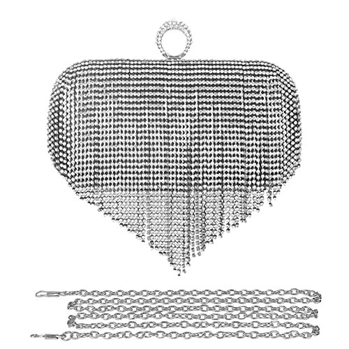 Sac en strass à la main avec chaîne épaule amovible de fête