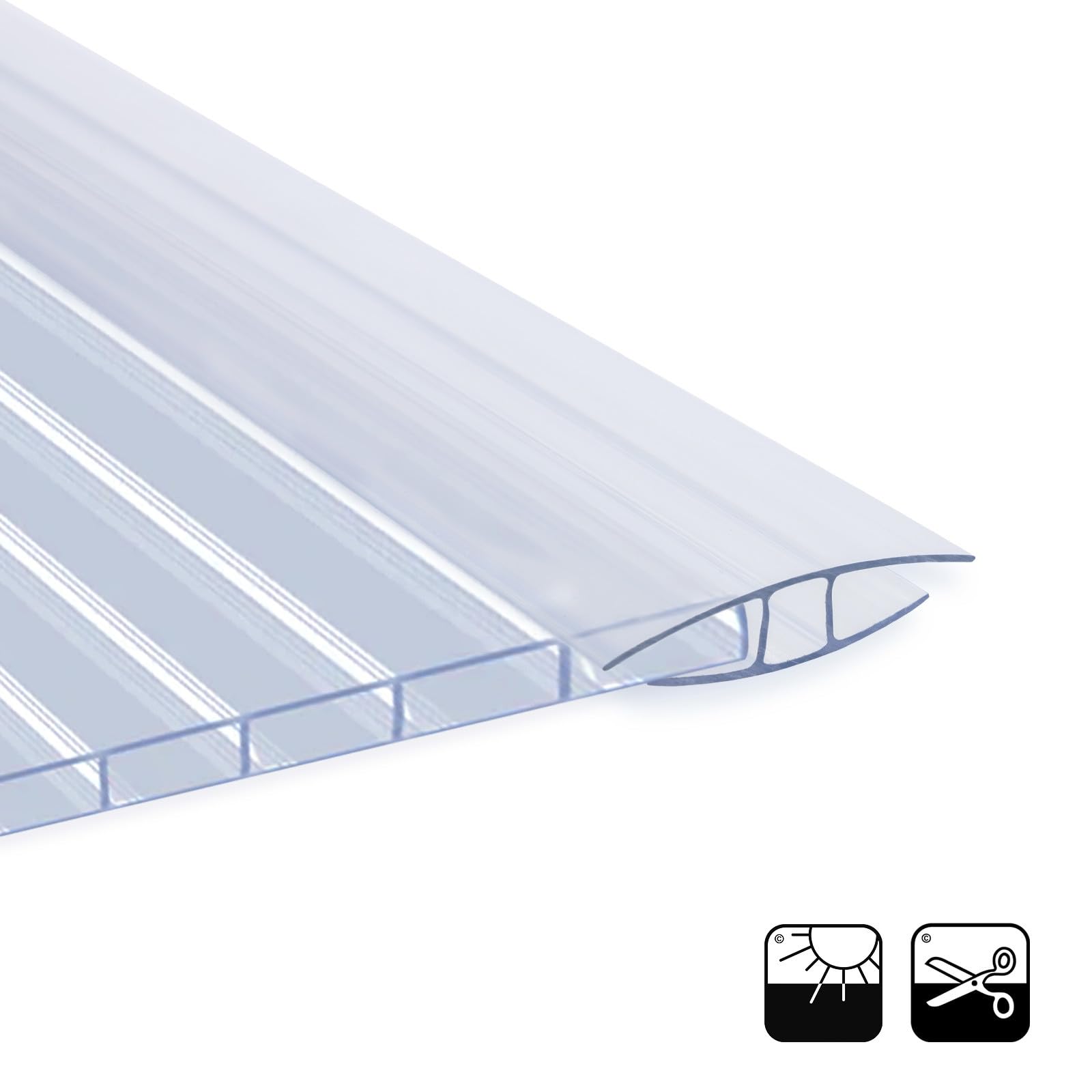 KARAT - Connecteurs pour Plaque Creuse en PVC - Matériau de Construction pour Serre, véranda - Connecteur Transparent résistant aux intempéries - 14 Connecteurs 60,5 x 121 cm, 4 mm d'épaisseur
