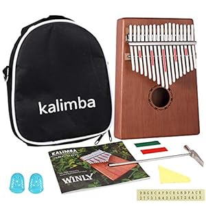 Kalimba 17 sleutels – Kalimba duimpiano met leerhandleiding en stemhamer, draagbare Mbira Sanza Afrikaans houten…