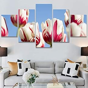 SIGNWIN 5 Panel Canvas Wall Art White Fields...