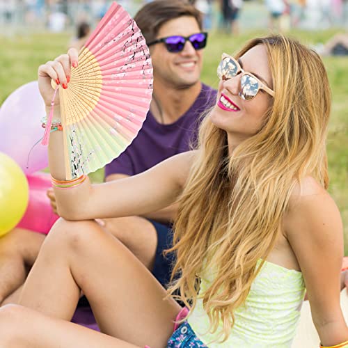 Sintuff 50 Pcs Hand Fan Bamboo Silk Folding Fan Chinese Design Handheld Fan Ink Paintings Foldable Fan Makeup Fan Decorative Folding Fans Cosplay Decorations Women Party Festival (Plain Color) #TOP4