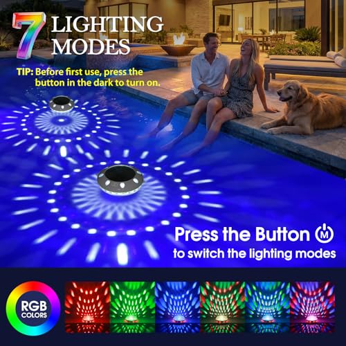 Luces solares LED impermeables para piscina con iluminación dinámica multicolor 4