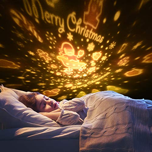 URAQT Luce Notturna Proiettore, Luci Notte per Bambini, 360°Rotazione Musicale Lampada Proiettore Stelle con lo Schermo a Led e Telecomando, Coniglio Luce Notturna per Neonati/Bambini - Image 6