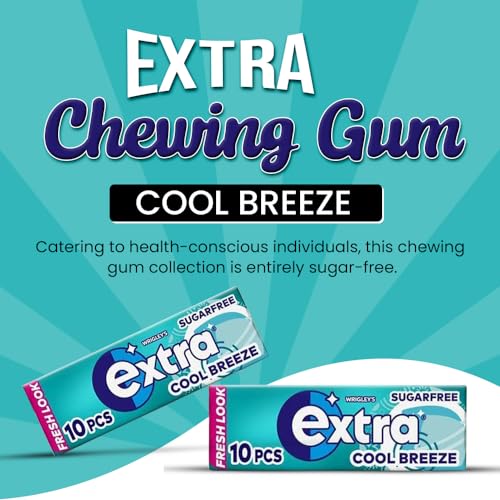 Extra Chewing Gum 10 x Sugar Free Selection Fresh Bulk box All Mix Flavours - Peppermint, Watermelon, Strawberry, Ice, Apple, White, Cool Breeze, Bubblemint, Blueberry, Spearmint Sold by VR Angle