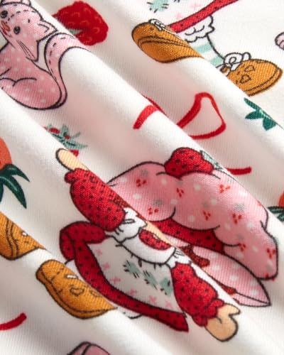 Image of COCO BRANDS Strawberry Shortcake Womens Pajama Sets - 2 Piece Soft Stretch Button Down Sleep Shirt and Pajama Pants