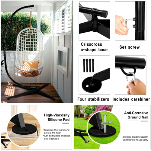 Hammock Chair Stand Hanging Chair Stand W/ Solid Steel Heavy Duty C Stand And Hook For Hanging Chairs, Swings, Loungers, Cocoon Chairs Great For Indoor/Outdoor Hanging Hammock Air Porch Swing Chair #TOP2