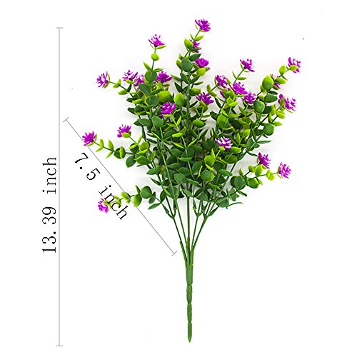 Artificial Flowers, Fake Outdoor Uv Resistant Plants Faux Plastic Greenery Shrubs Indoor Outside Hanging Planter Home Kitchen Office Wedding Garden Decor (Magenta) #TOP6