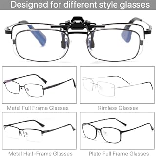 SUEIANNMN Clip On Rimmed Reading Glasses, Flip Up Magnifying Glasses, Metal full-Frame Magnifiers Lenses Readers Unisex (Black, 2, x, Clear)
