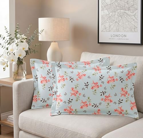 Image of VAS COLLECTIONS Cotton Pillow Cover Set of 2 (17x27 Inches) | Ultra Soft Breathable Pillow Cases for Bed | Skin Friendly, Fade Resistant & Comfortable Pillow Covers for Bedroom Decor (Light Pink)