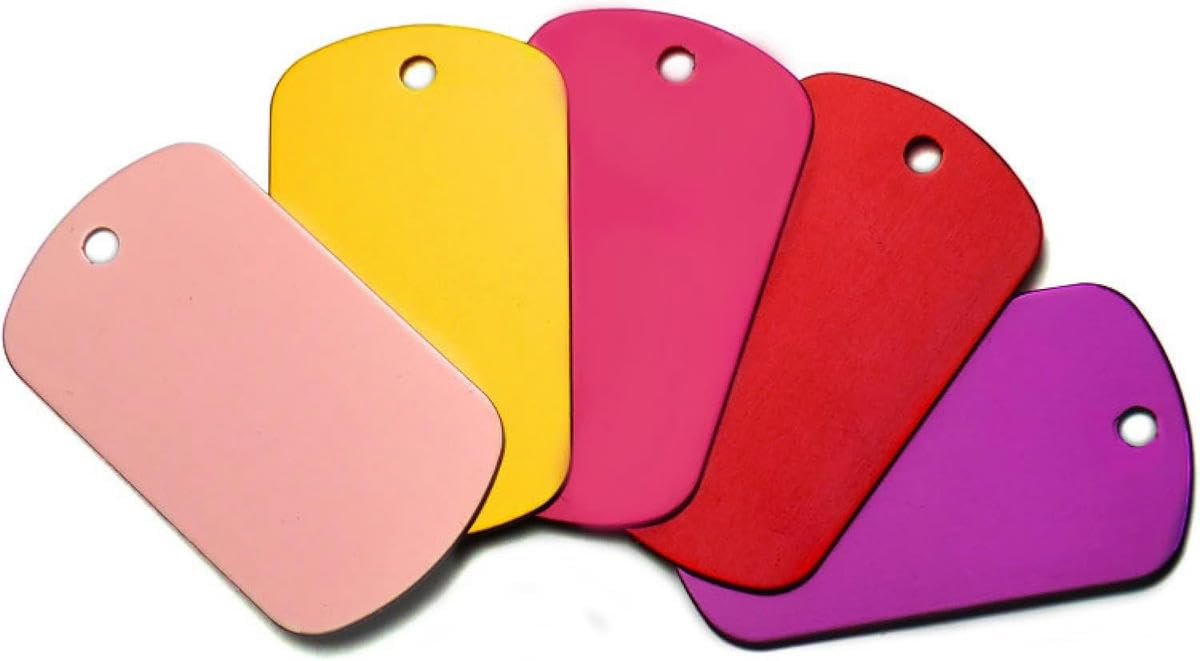 Lot de 100 médailles militaires en aluminium pour chien, pendentif pour carte d'identité, étiquette personnalisée pour chien, étiquette vierge pour collier d'animal de compagnie, mélange de couleurs,