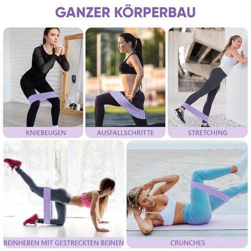 Fitnessbänder Stricken, Resistance Bands Widerstandsbänder, Yogagürtel Rutsch & Schweißfest, Gymnastikgürtel, Hüft, Beintraining… – Ansicht 6