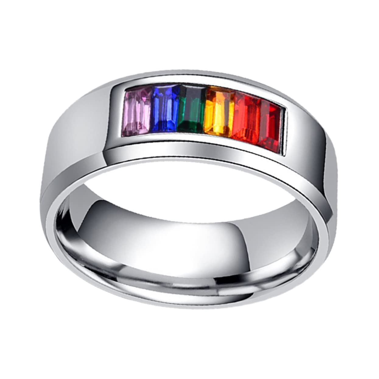 Bague arc-en-ciel émail et diamants colorés au design moderne - 8
