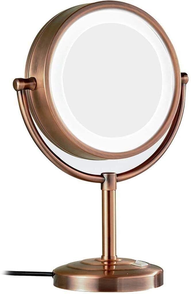 Suuim Espejos de Mano Cosméticos Vanity Desktop Maquillaje LED 8.5 Pulgadas Ampliación 7X con luz Belleza Rotación de Doble Cara Mesa de Maquillaje
